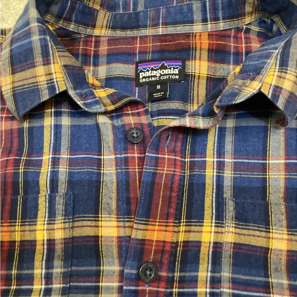 Patagonia Shirt Men’s M Blue Plaid Fjord Flannel Outdoors Hiking Organic Cotton - Picture 5 of 7